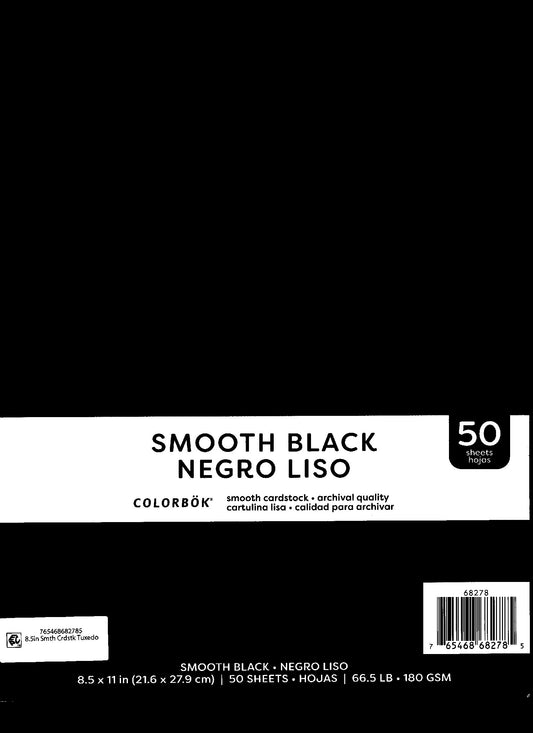 Smooth Black Cardstock 8.5"X11" 50/Pk