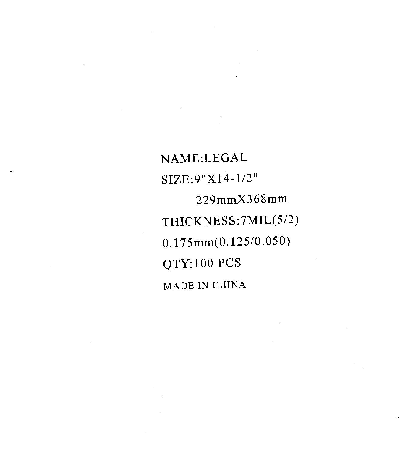 LAMINATING POUCH 7ML LEGAL