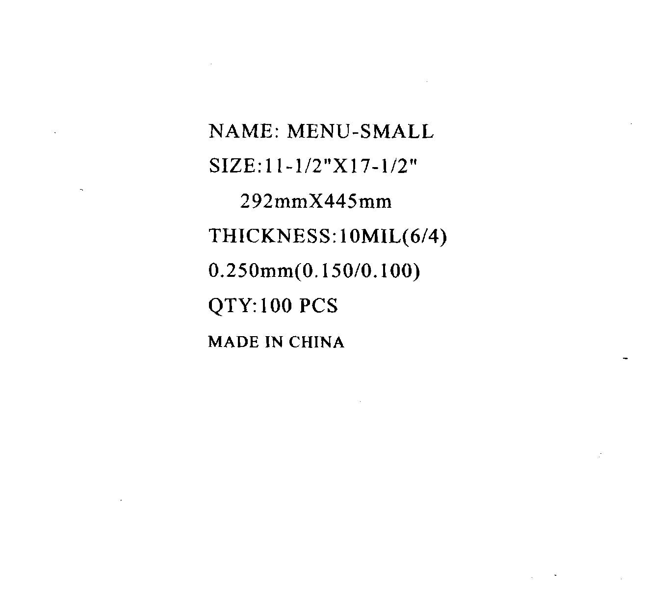 Laminating P 10 ml Menu