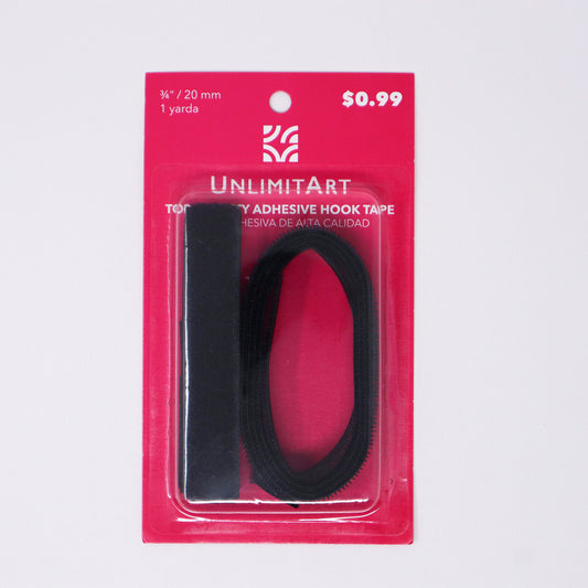 VELCRO WITHOUT GLUE BLACK 20MM 1 YARD