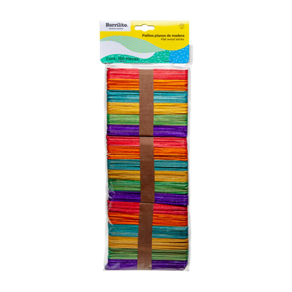 PALITOS DE MADERA COLOR 150 PCS