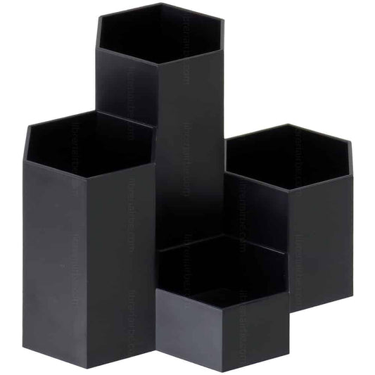 ORGANIZADOR DE MESA,4 HUECOS, NEGRO, OPP BAG
