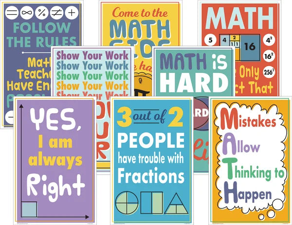 MATH FUN CHARTS 8PCS 17''X11''