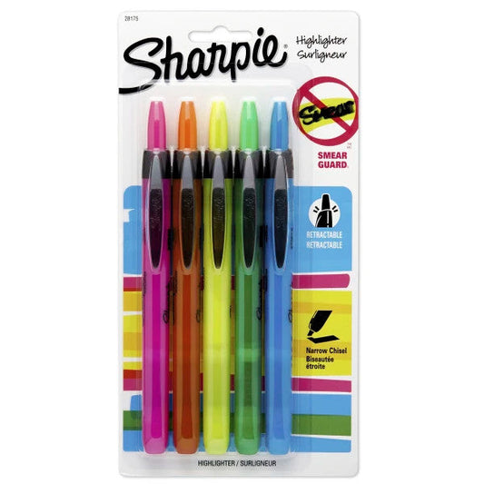 SHARPIE HIGHLIGHTERT 5CT ASSTD.