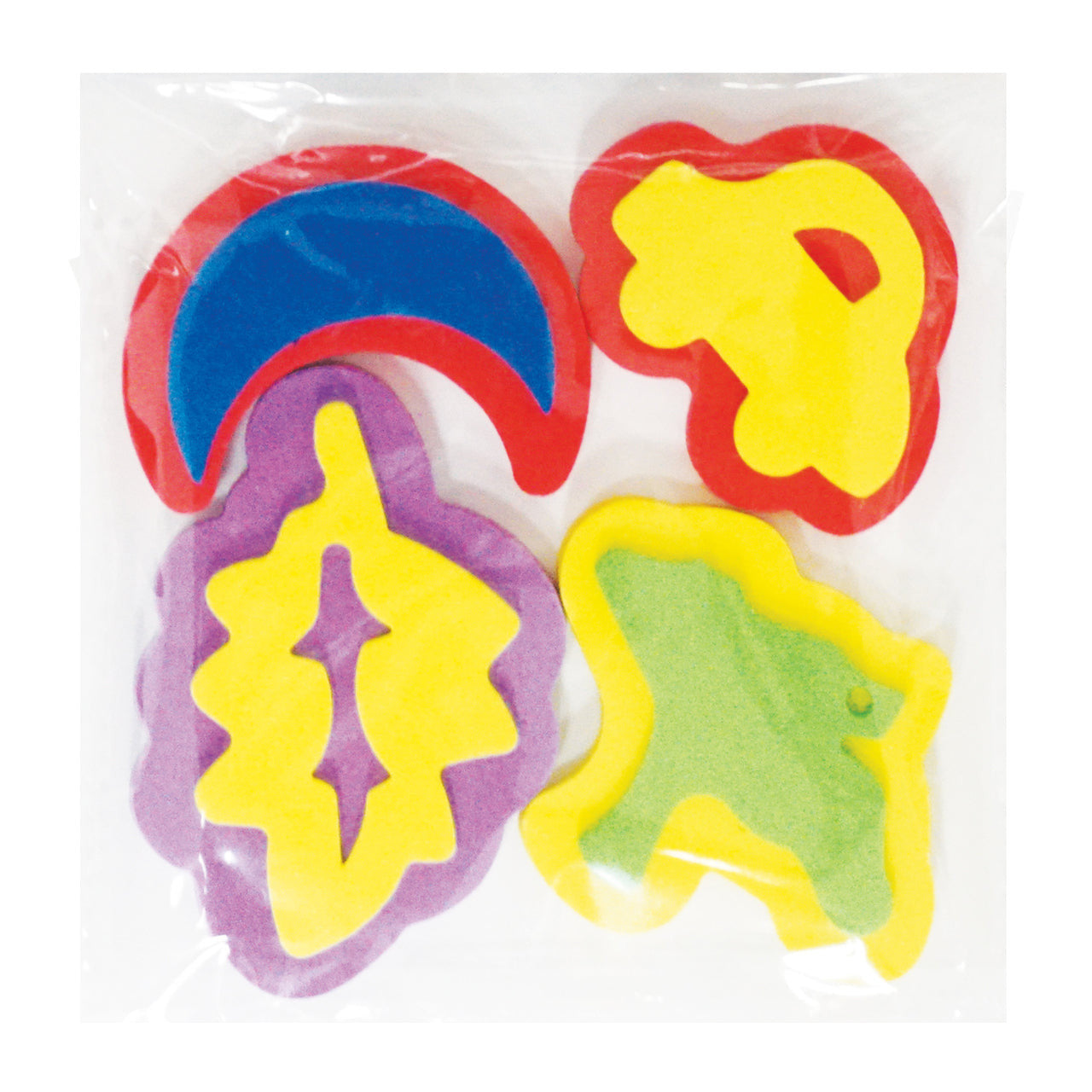 FOAM SHAPE PAINT STAMP MOON-CAR-BIRD-LEAVE 4 PC