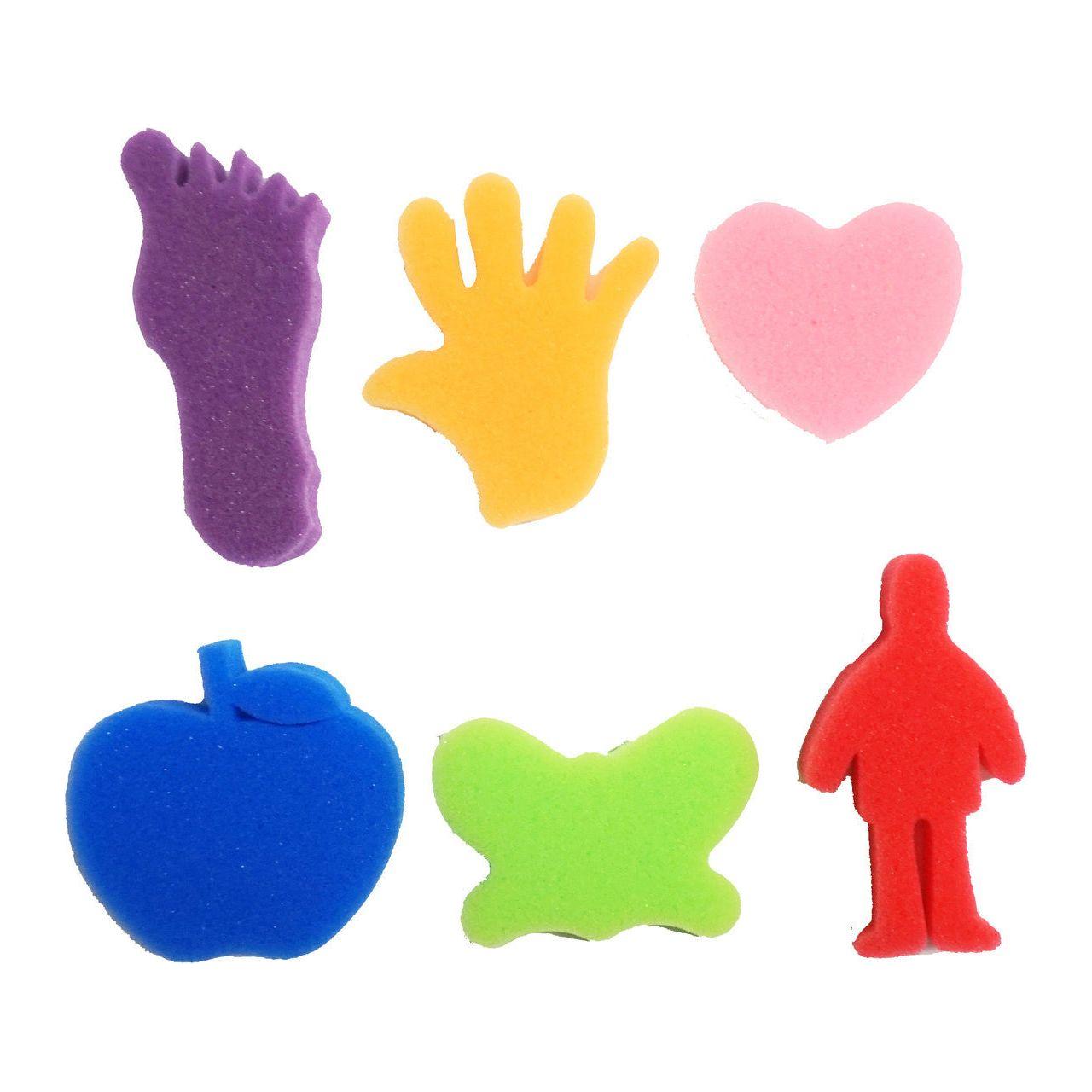 FOAM SHAPE PAINT STAMP HAND, FOOT, PERSON, AP 6 PC