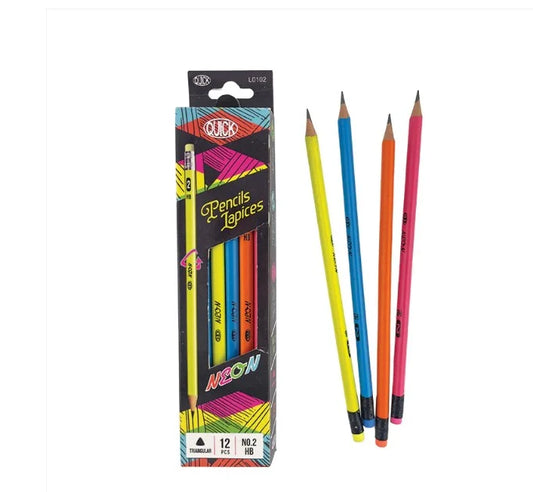 Pencil Polyner Triangular Asst. Neon W/ Eraser