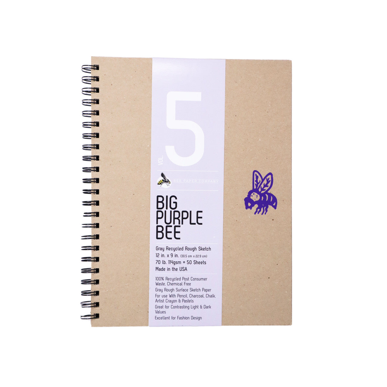BIG PURPLE BEE GRAY RECYCLED 9 x 12