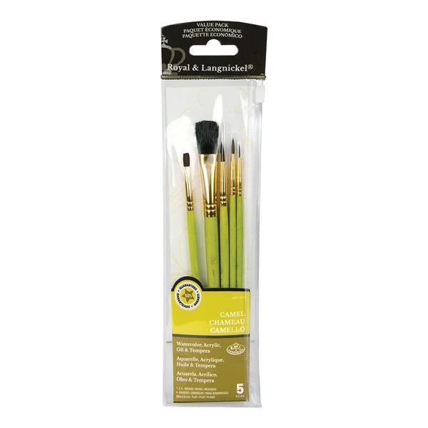5pc Camel Hair Variety Brush Set