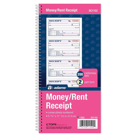 MONEY/RENT RECEIPT BOOK NCR 2PT 200 SET 5" X 11"