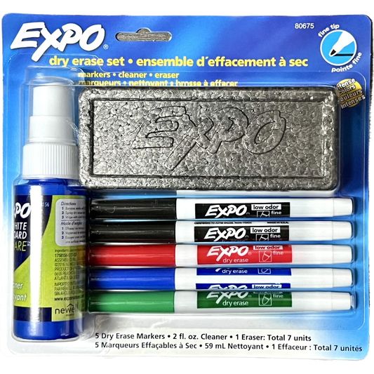 EXPO MARKER FINE 5COL BORRADOR-CLEANER