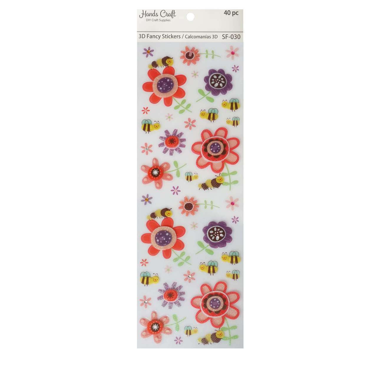 BEES & FLOWER 3D STICKER 40 PC