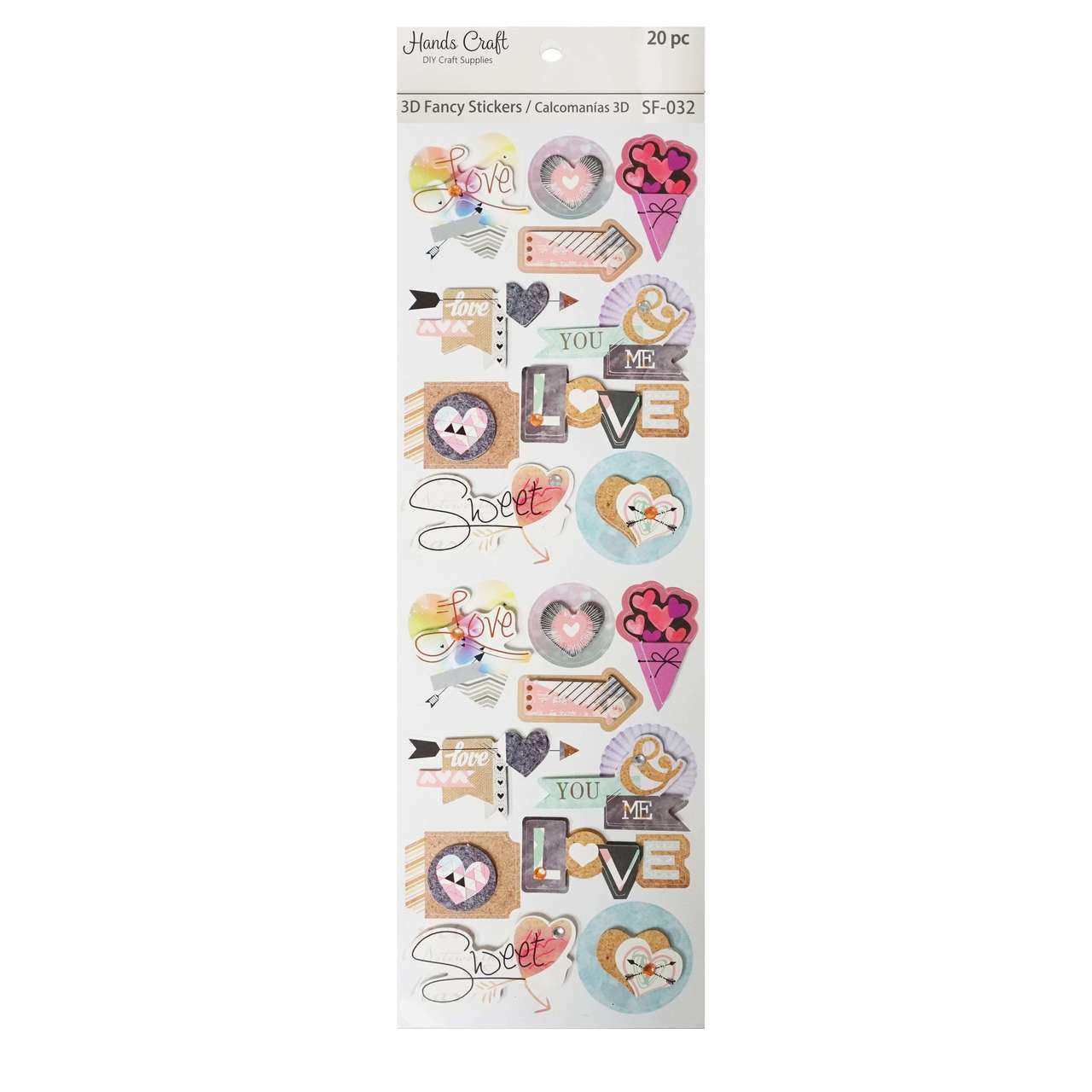 BOHO LOVE 3D STICKER 20 PC