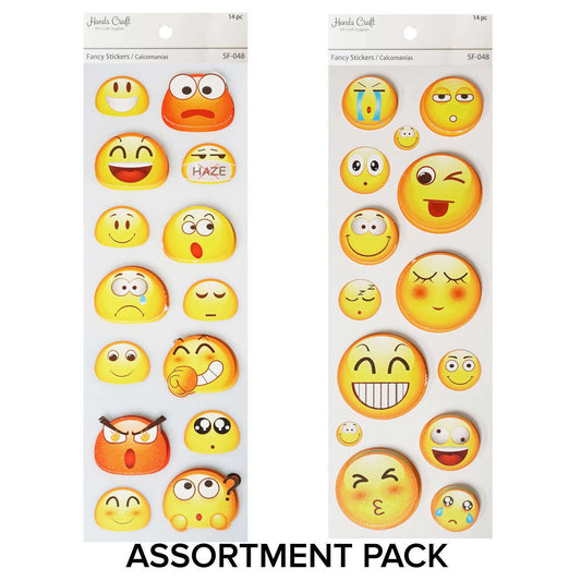 ASSORTED SMILEY 3D STICKER 14 PC