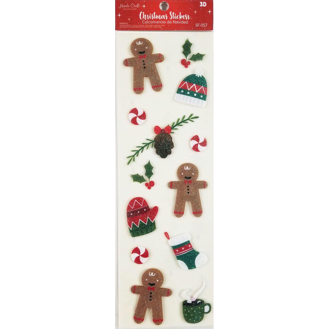 GINGERBREAD MAN 3D STICKER 13 PC