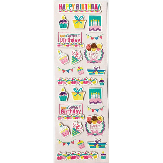 HAPPY BIRTHDAY 3D STICKER PINK 27 PC