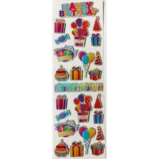 HAPPY BIRTHDAY 3D STICKER HOLOGRAM 24 PC