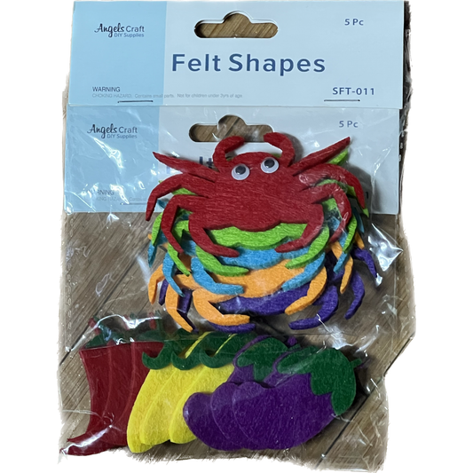 FELTIE FELT VEGGIE/SPIDER SHAPE 5 PC