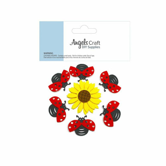 LADYBUG SUNFLOWER FELT SHAPES 7 PC