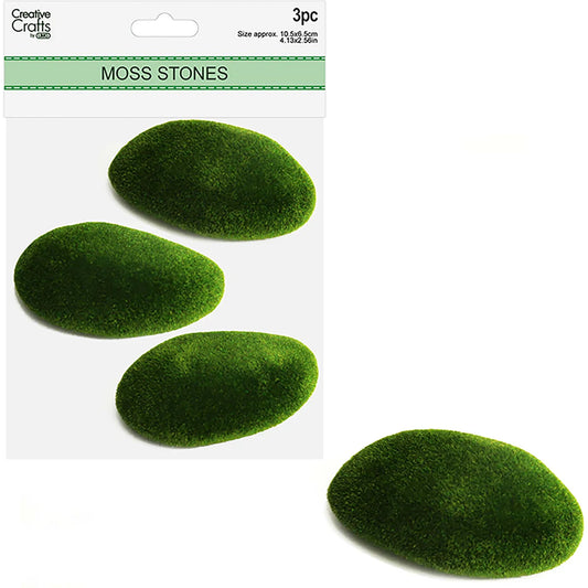 Moss Stones Oval | 3pcs | 10.5x6.5 cm