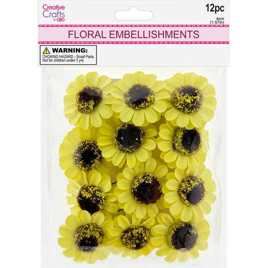 Floral Embellishments Daisy | 12 pc | Yellow
