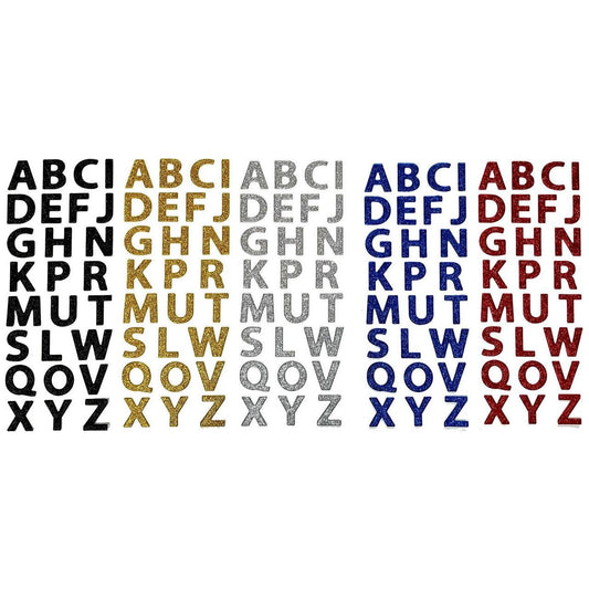 UPPER CASE ALPHABET GLITTER STICKER 5 COLORS 26 PC