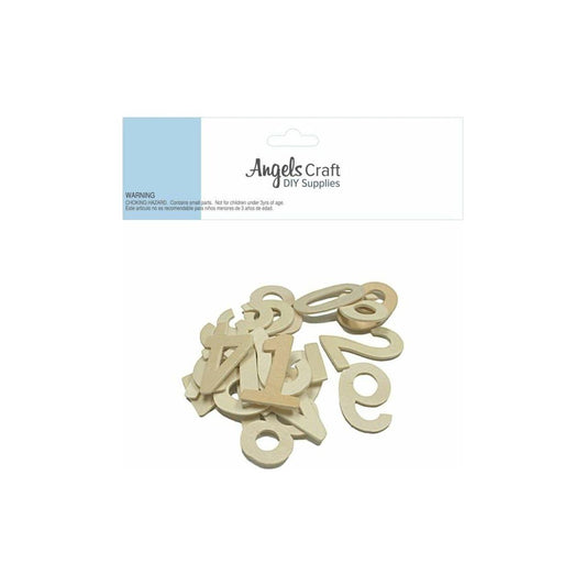 WOOD THIN NUMBERS NATURAL 20PCS