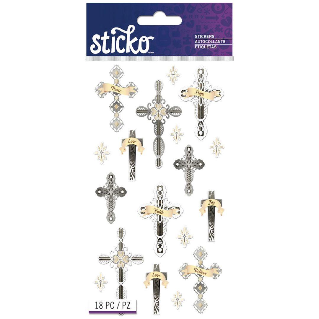 STCIKERS INSPIRED WORDS CROSSES 18 PCS