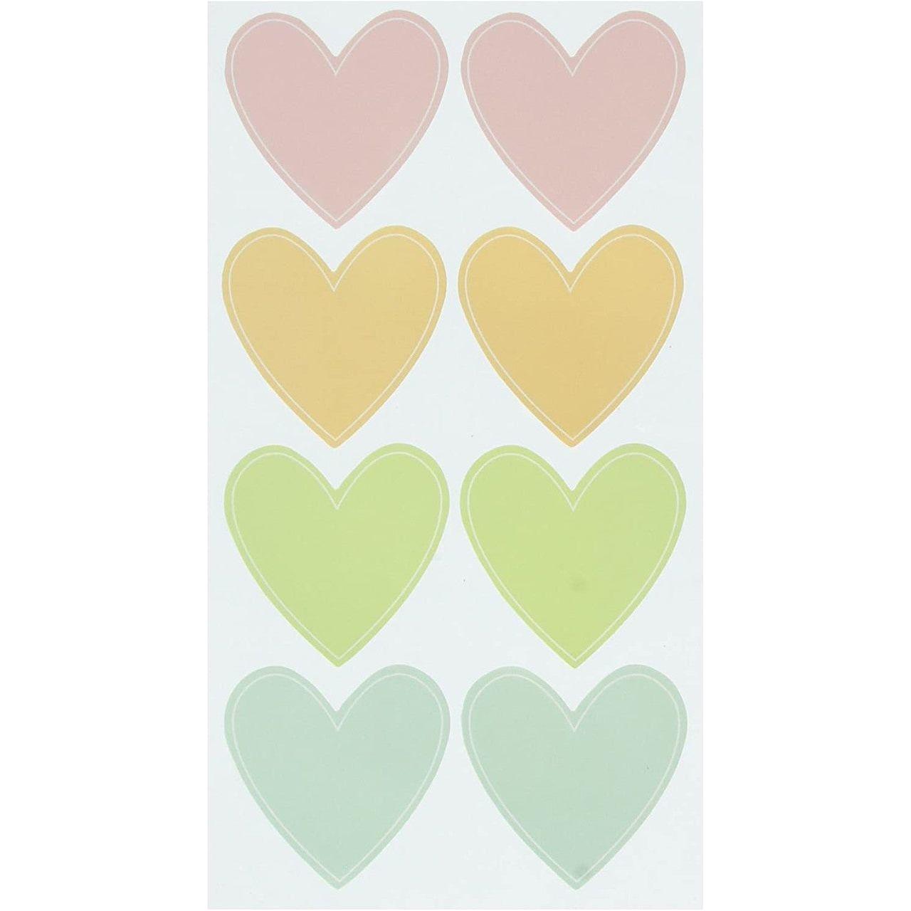 STICKER COLOR HEART LABEL 8PCS