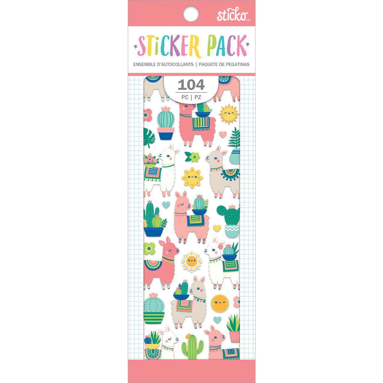LLAMA AND CACTUS STICKER PACK 104PCS
