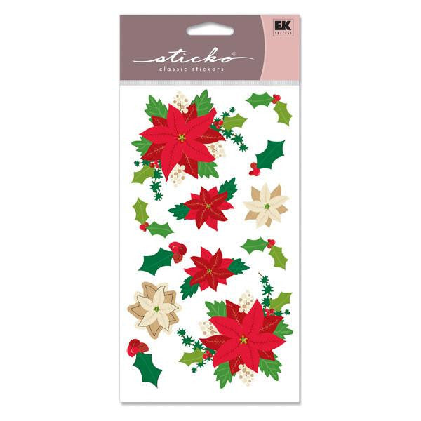 POINSETTIAS STICKERS 12PCS