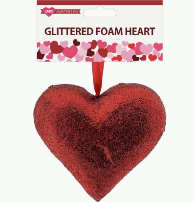 HEART HANGING DECOR GLITTER 11CM