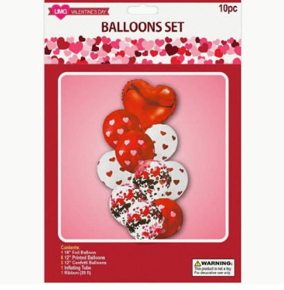 BALLONS VALENTINE 10PK 12" & 18"