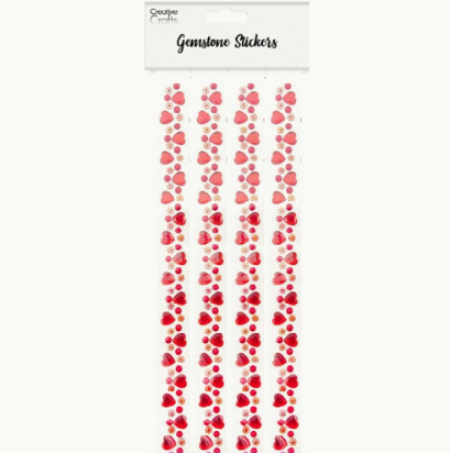 GEM STICKERS HEART RED 36PC 0.78IN