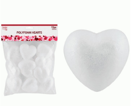 POLYFOAM HEART 12PC 2IN(5CM)
