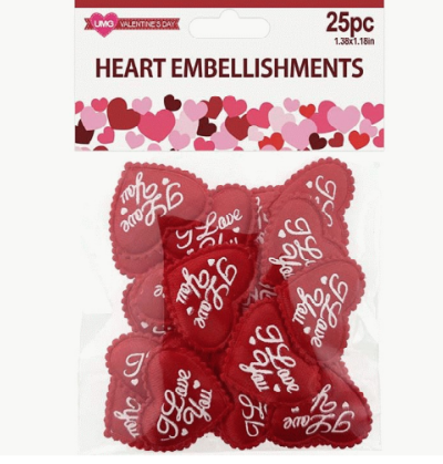HEART EMBELLISHMENT 25PC