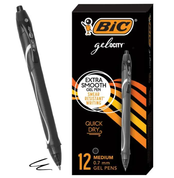 GEL-OCITY QUICK DRY PEN BLACK 12 PAQ.