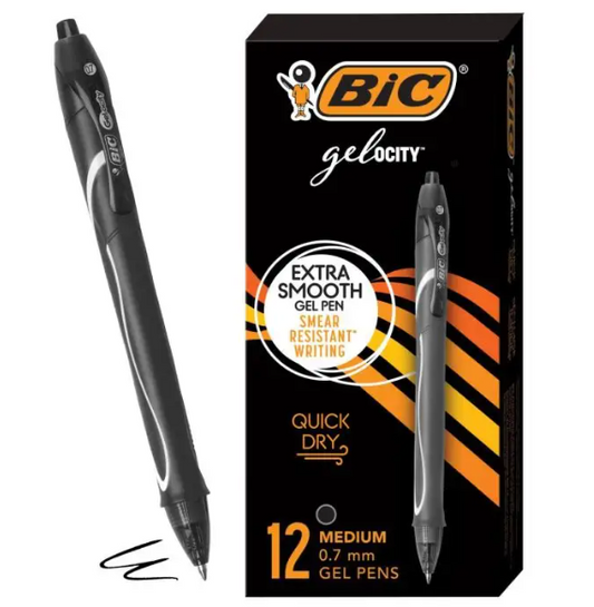 GEL-OCITY QUICK DRY PEN BLACK 12 PAQ.