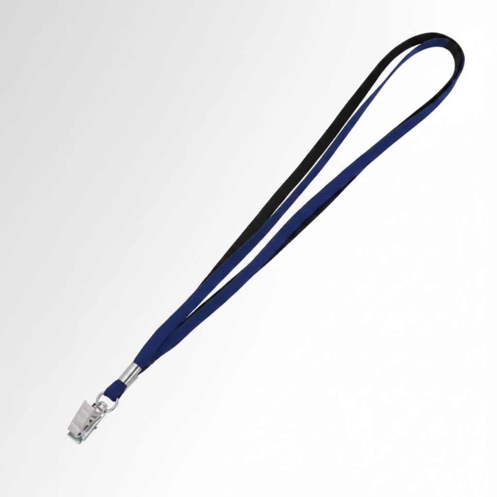 Lanyard w Badge Clip 36" Black/Silver