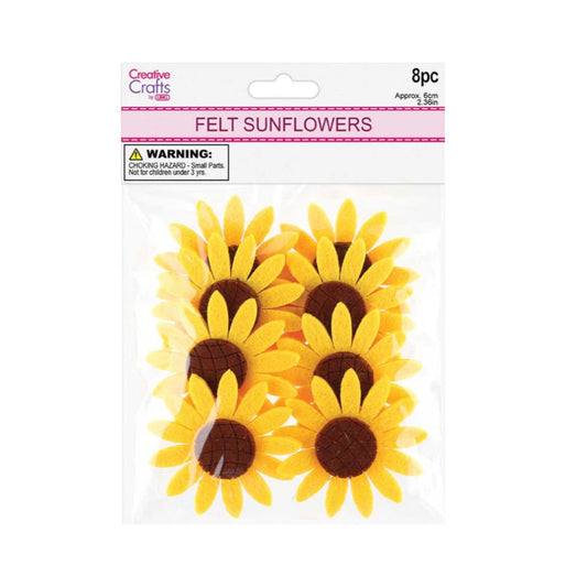 SUNFLOWER; FELT 6CM 8PC