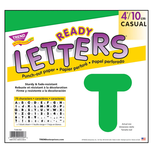 GREEN 4-INCH CASUAL UPPERCASE LETTERS