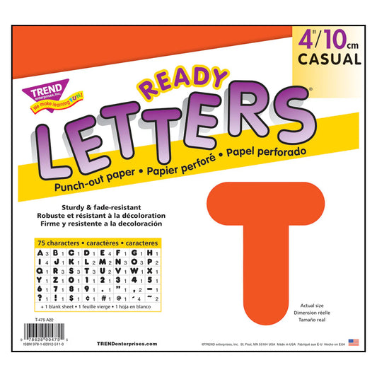 ORANGE 4-INCH CASUAL UPPERCASE LETTERS
