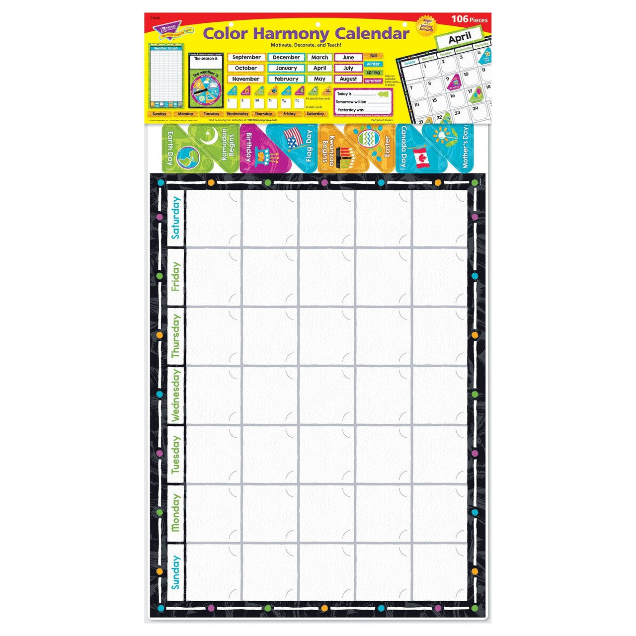 COLOR HARMONY CALENDAR BULLETIN BOARD
