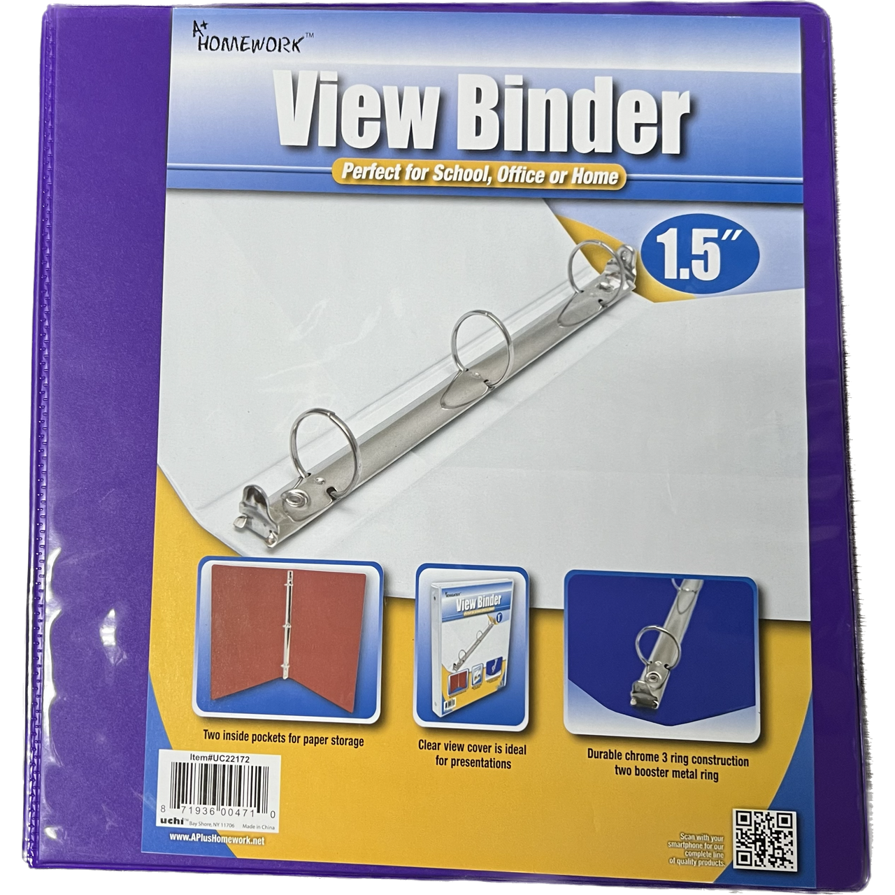 HARD VIEW BINDER 1-1/2" PURPLE