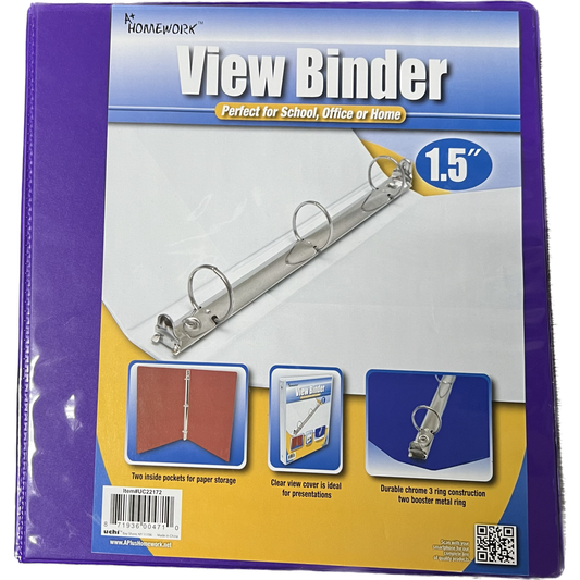 HARD VIEW BINDER 1-1/2" PURPLE