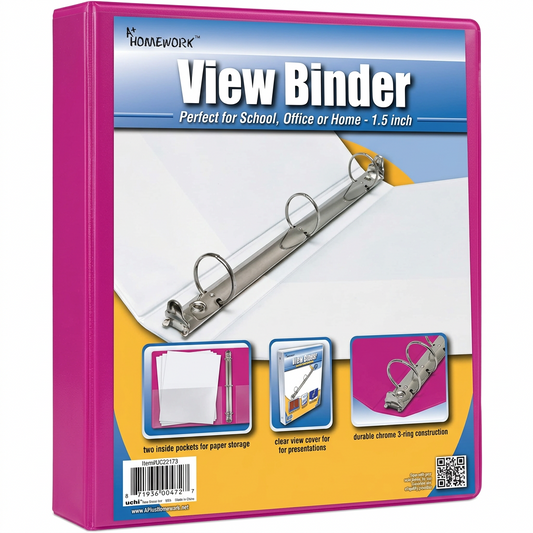 Hard View Binder 1-1/2" Fuschia – imagen 1 - JA Riollano