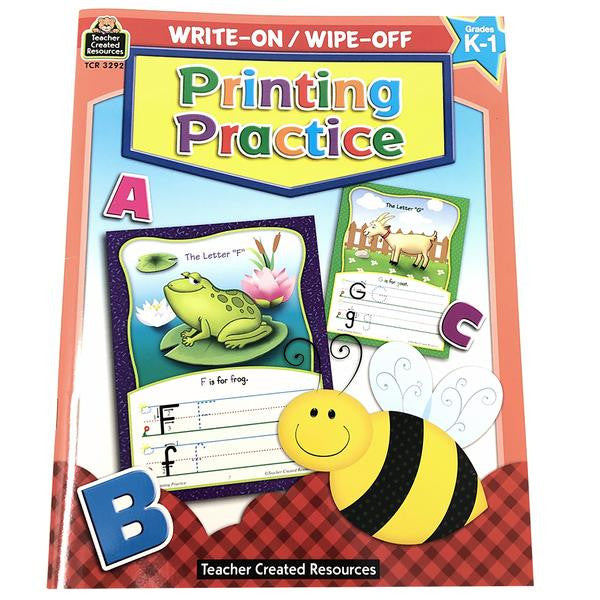 PRINTING PRACTICE WIPE-OFF BOOK K-1