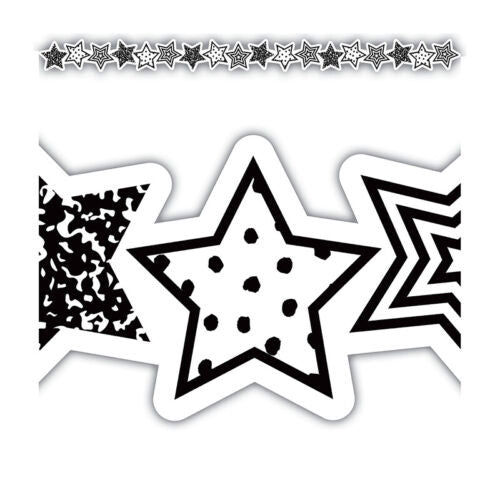 Black and White Stars Die-Cut Border Trim