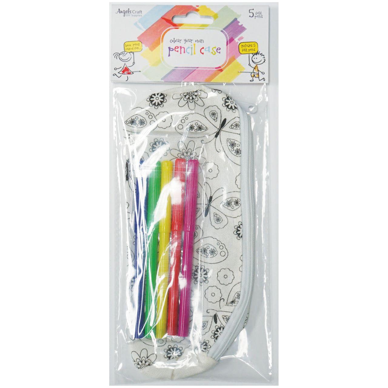 PENCIL POUCH COLORING KIT "BUTTERFLIES" W/MARKERS
