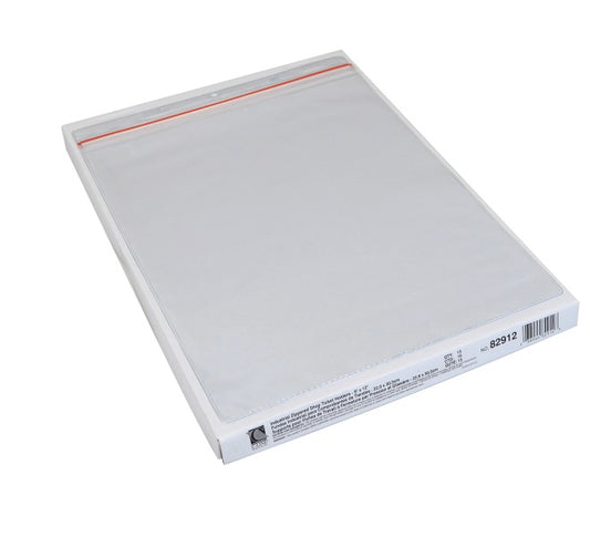Zipper seal shop ticket holders, welded vinyl, both sides clear, 9 x 12
